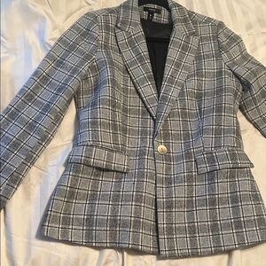 Aqua Gray Plaid Blazer